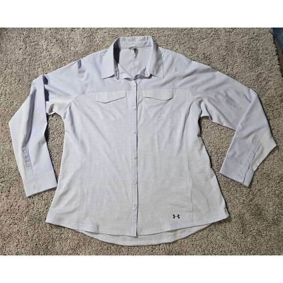 Under Armour Tide Chaser long sleeve Fishing Outdoor Shirt Purple Plus Size 2XL - Picture 2 of 7